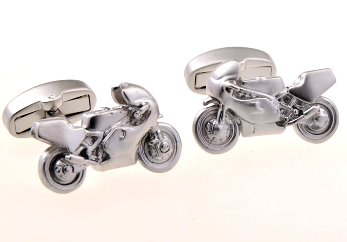 Motorcycle Racing Cufflinks  Silver Texture Cufflinks Metal Cufflinks Transportation Wholesale & Customized  CL655840