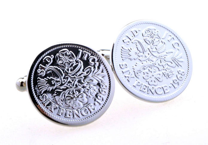 Sixpence Silver Coin Cufflinks  Silver Texture Cufflinks Metal Cufflinks Tools Wholesale & Customized  CL656445