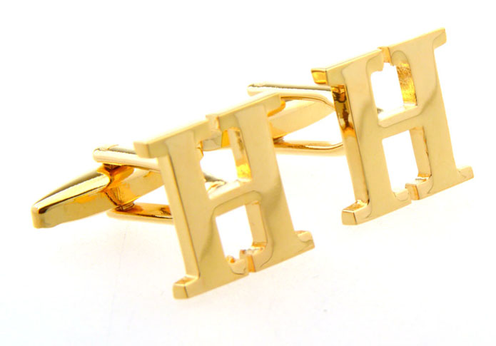 26 Letter H Cufflinks  Gold Luxury Cufflinks Metal Cufflinks Symbol Wholesale & Customized  CL656456