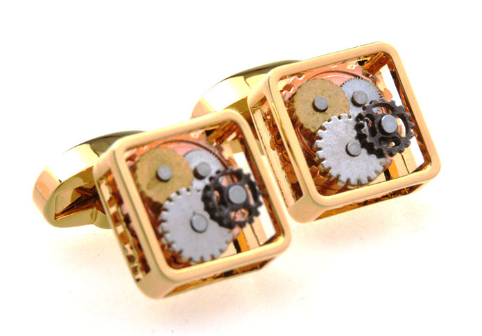 Steampunk Minimal Round Vintage Watch Movement Cufflinks  Gold Luxury Cufflinks Metal Cufflinks Tools Wholesale & Customized  CL656479