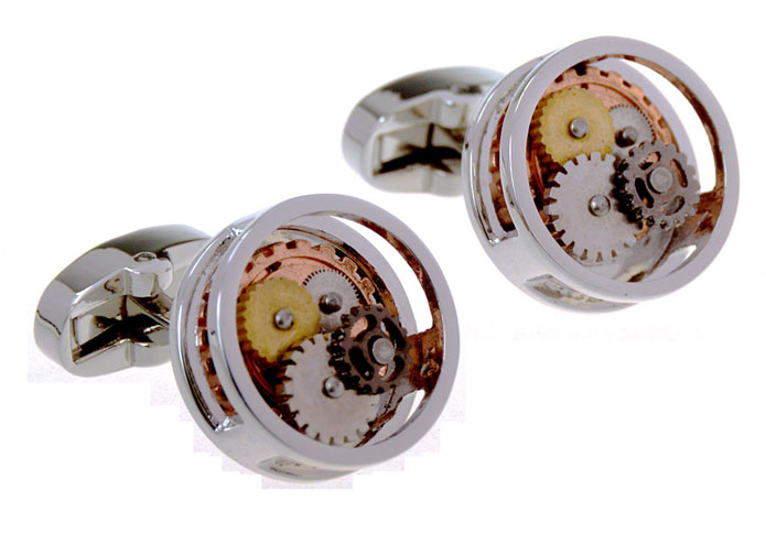 Steampunk Minimal Round Vintage Watch Movement Cufflinks  Gold Luxury Cufflinks Metal Cufflinks Tools Wholesale & Customized  CL656704