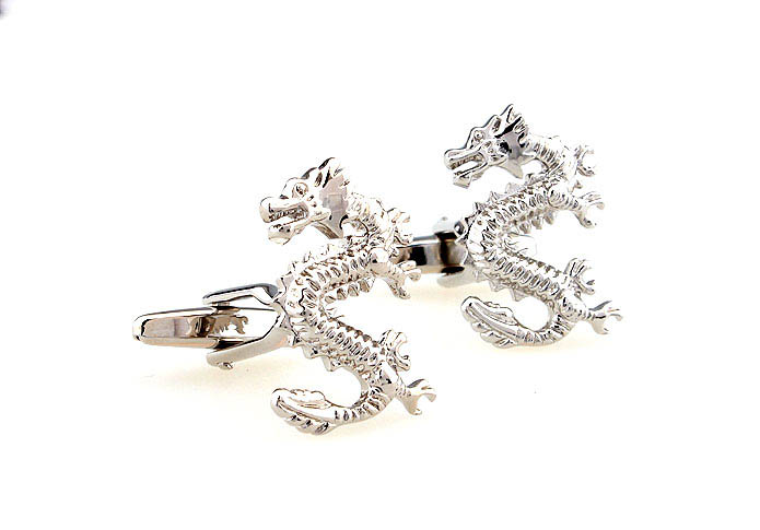 Chinese Dragon Cufflinks  Silver Texture Cufflinks Metal Cufflinks Animal Wholesale & Customized  CL666796