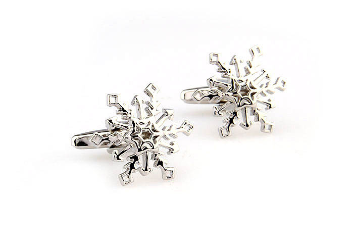 Snowflake Cufflinks  Silver Texture Cufflinks Metal Cufflinks Funny Wholesale & Customized  CL667532