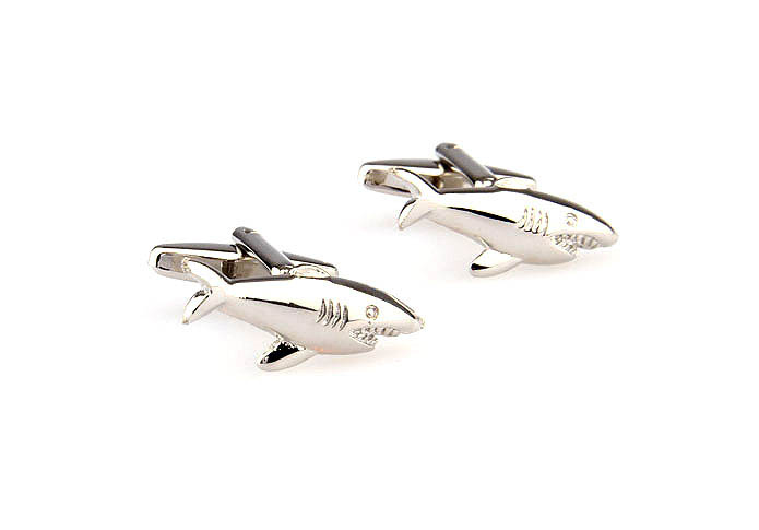 Shark Cufflinks  Silver Texture Cufflinks Metal Cufflinks Animal Wholesale & Customized  CL667819
