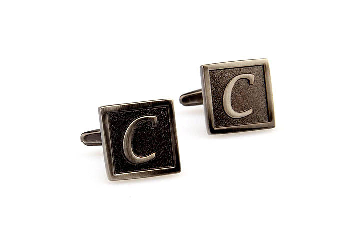 26 Letters C Cufflinks  Gray Steady Cufflinks Metal Cufflinks Symbol Wholesale & Customized  CL667956