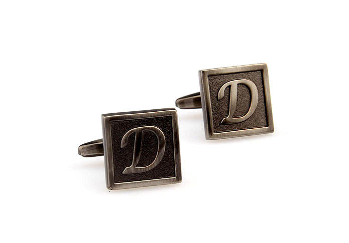 26 Letters D Cufflinks  Gray Steady Cufflinks Metal Cufflinks Symbol Wholesale & Customized  CL667957