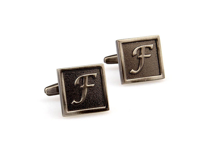 26 Letters F Cufflinks  Gray Steady Cufflinks Metal Cufflinks Symbol Wholesale & Customized  CL667959
