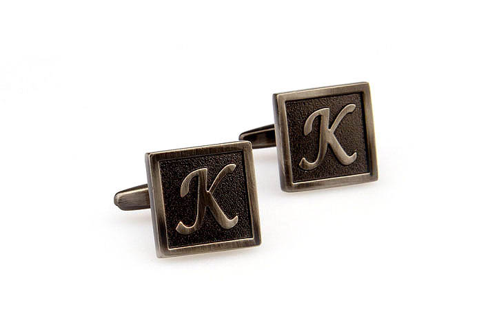 26 Letters K Cufflinks  Gray Steady Cufflinks Metal Cufflinks Symbol Wholesale & Customized  CL667964