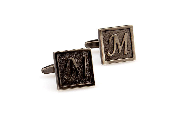 26 Letters M Cufflinks  Gray Steady Cufflinks Metal Cufflinks Symbol Wholesale & Customized  CL667966
