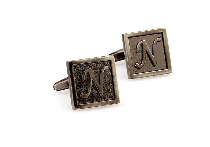 26 Letters N Cufflinks  Gray Steady Cufflinks Metal Cufflinks Symbol Wholesale & Customized  CL667967