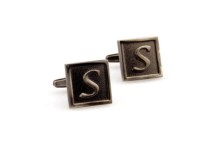 26 Letters S Cufflinks  Gray Steady Cufflinks Metal Cufflinks Symbol Wholesale & Customized  CL667972