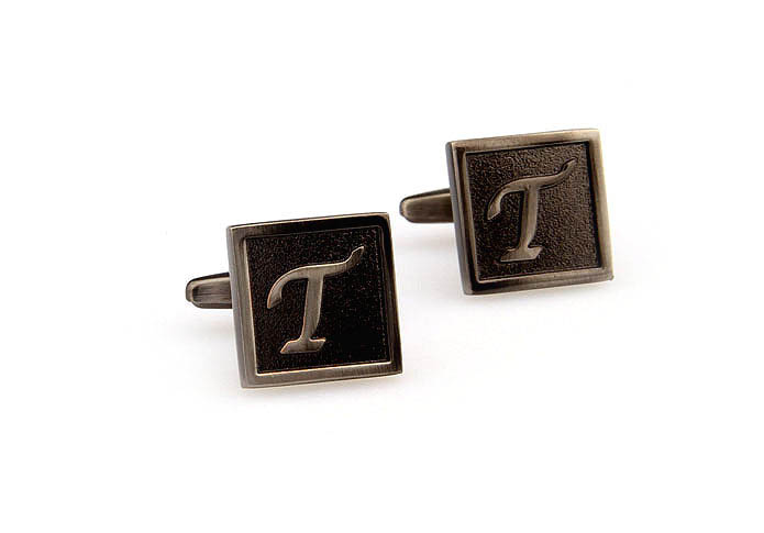 26 Letters T Cufflinks  Gray Steady Cufflinks Metal Cufflinks Symbol Wholesale & Customized  CL667973