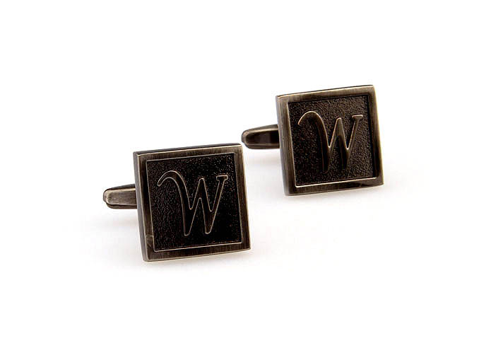 26 Letters W Cufflinks  Gray Steady Cufflinks Metal Cufflinks Symbol Wholesale & Customized  CL667976