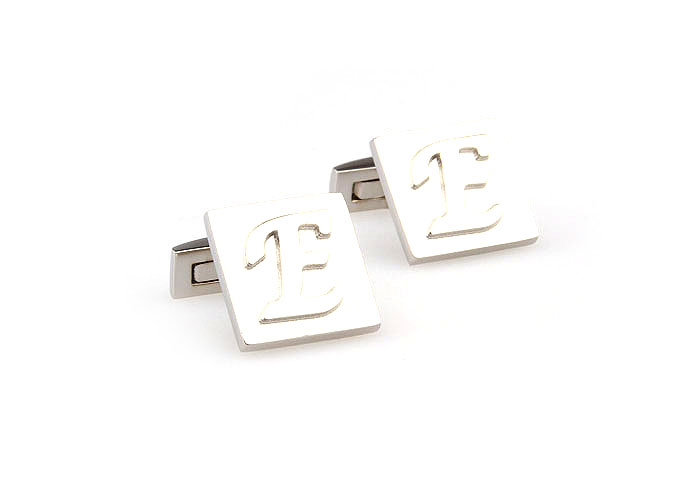 26 Letters E Cufflinks  Silver Texture Cufflinks Metal Cufflinks Symbol Wholesale & Customized  CL667982