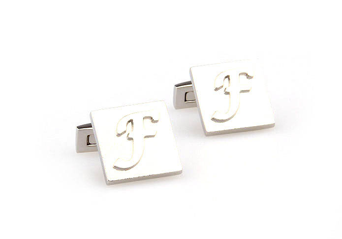 26 Letters F Cufflinks  Silver Texture Cufflinks Metal Cufflinks Symbol Wholesale & Customized  CL667983