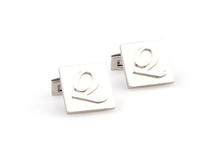 26 Letters Q Cufflinks  Silver Texture Cufflinks Metal Cufflinks Symbol Wholesale & Customized  CL667993