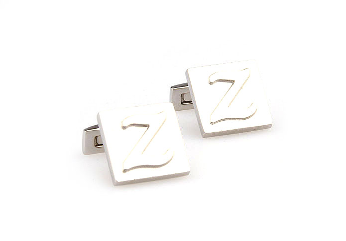 26 Letters Z Cufflinks  Silver Texture Cufflinks Metal Cufflinks Symbol Wholesale & Customized  CL668002