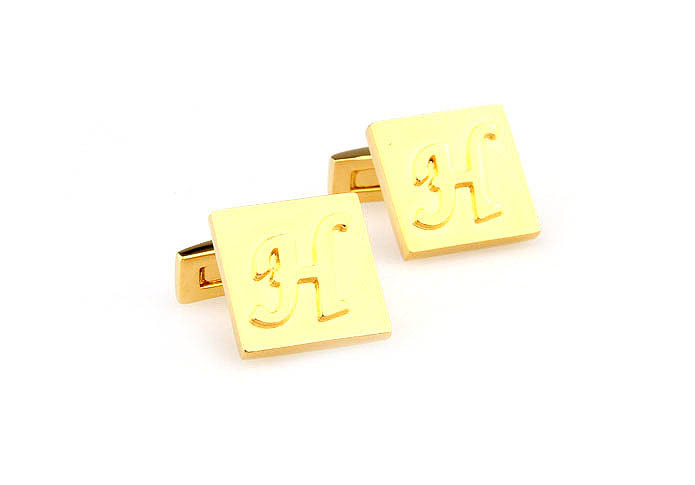 26 Letters H Cufflinks  Gold Luxury Cufflinks Metal Cufflinks Symbol Wholesale & Customized  CL668037