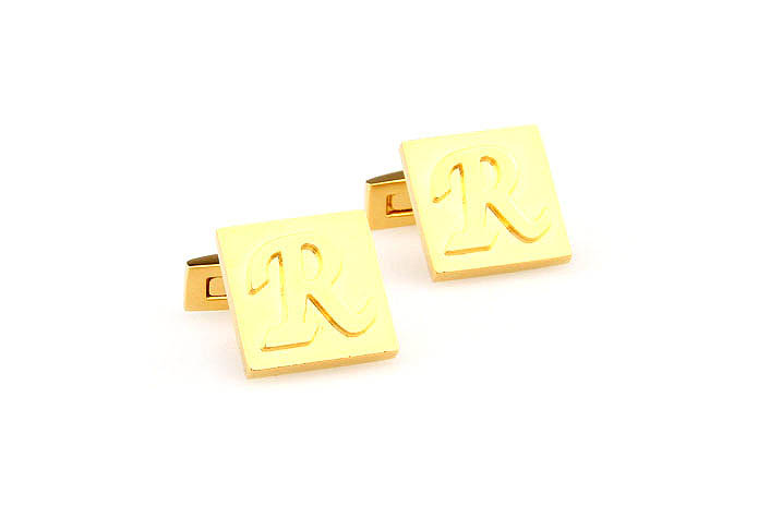 26 Letters R Cufflinks  Gold Luxury Cufflinks Metal Cufflinks Symbol Wholesale & Customized  CL668044