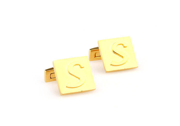26 Letters S Cufflinks  Gold Luxury Cufflinks Metal Cufflinks Symbol Wholesale & Customized  CL668045