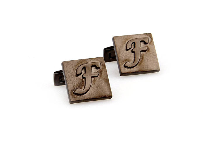 26 Letters F Cufflinks  Gray Steady Cufflinks Metal Cufflinks Symbol Wholesale & Customized  CL668056
