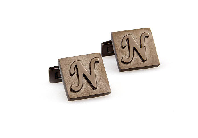 26 Letters N Cufflinks  Gray Steady Cufflinks Metal Cufflinks Symbol Wholesale & Customized  CL668064