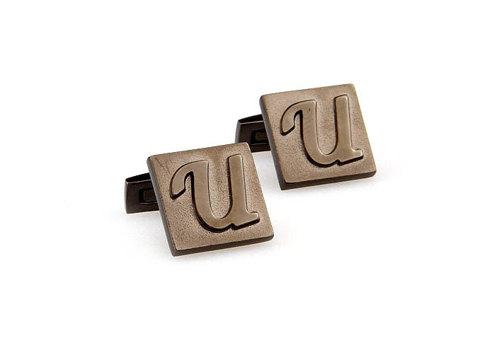 26 Letters U Cufflinks  Gray Steady Cufflinks Metal Cufflinks Symbol Wholesale & Customized  CL668070