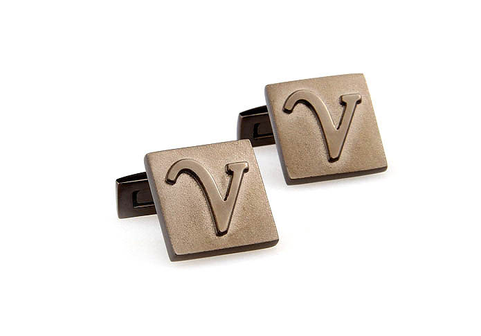 26 Letters V Cufflinks  Gray Steady Cufflinks Metal Cufflinks Symbol Wholesale & Customized  CL668071