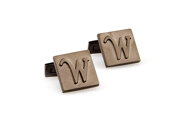 26 Letters W Cufflinks  Gray Steady Cufflinks Metal Cufflinks Symbol Wholesale & Customized  CL668072