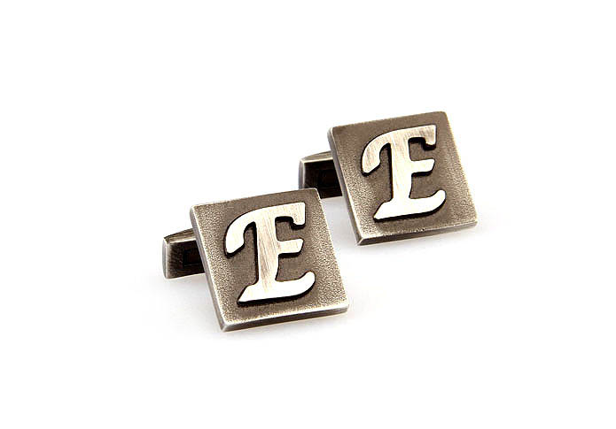 26 Letters E Cufflinks  Gray Steady Cufflinks Metal Cufflinks Symbol Wholesale & Customized  CL668100