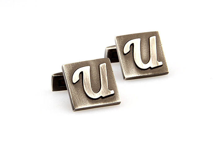 26 Letters U Cufflinks  Gray Steady Cufflinks Metal Cufflinks Symbol Wholesale & Customized  CL668110
