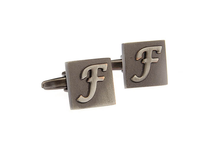 26 Letters F Cufflinks  Gray Steady Cufflinks Metal Cufflinks Symbol Wholesale & Customized  CL668222