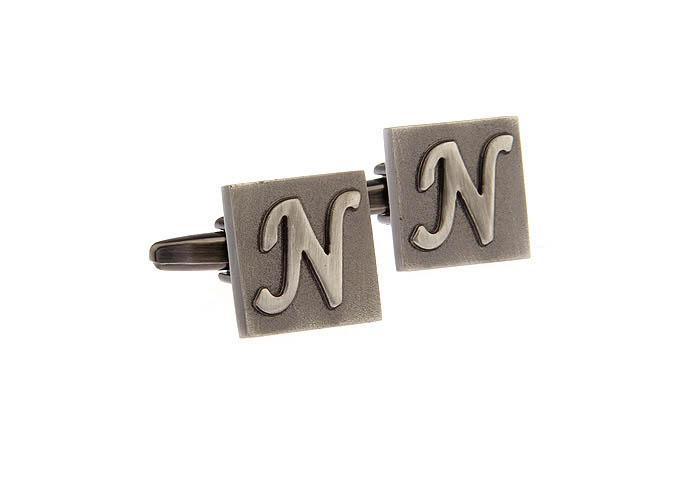 26 Letters N Cufflinks  Gray Steady Cufflinks Metal Cufflinks Symbol Wholesale & Customized  CL668230