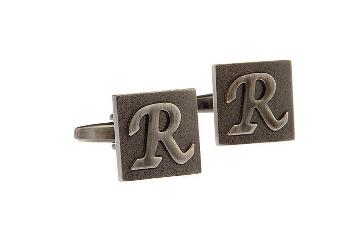 26 Letters R Cufflinks  Gray Steady Cufflinks Metal Cufflinks Symbol Wholesale & Customized  CL668234