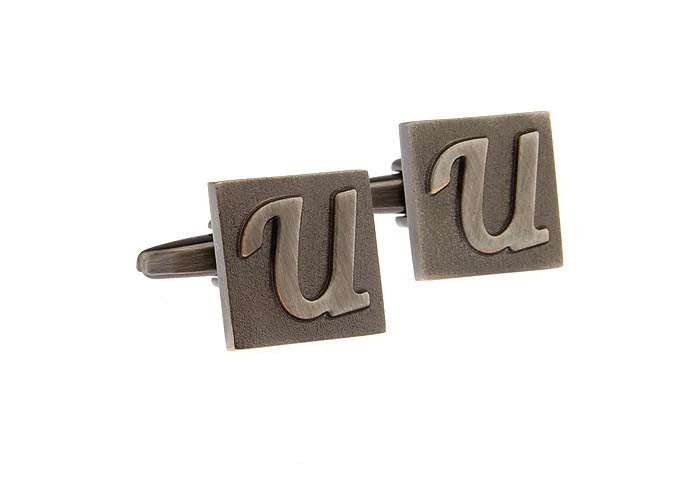 26 Letters U Cufflinks  Gray Steady Cufflinks Metal Cufflinks Symbol Wholesale & Customized  CL668237
