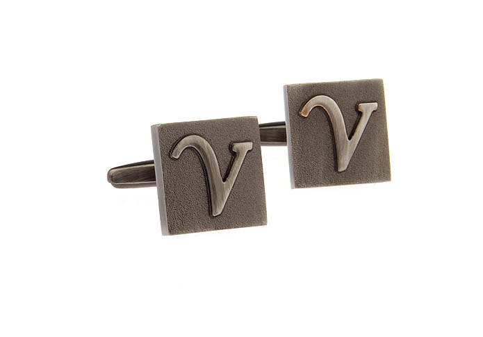 26 Letters V Cufflinks  Gray Steady Cufflinks Metal Cufflinks Symbol Wholesale & Customized  CL668238