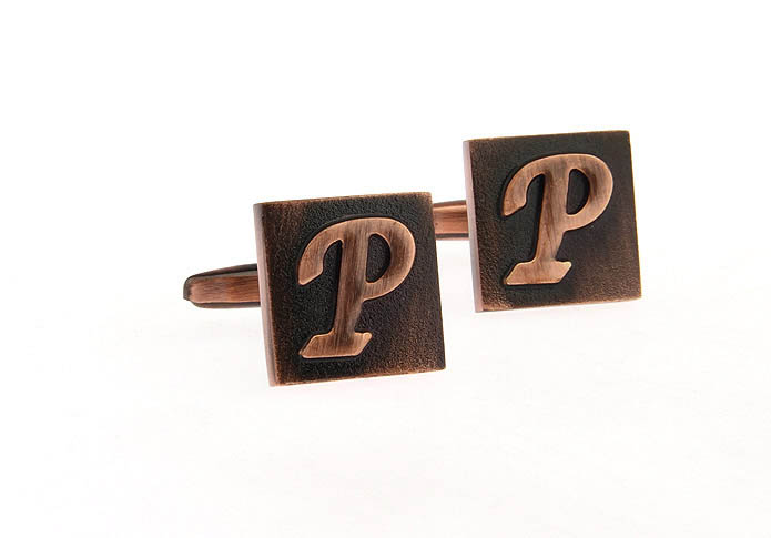 26 Letters P Cufflinks  Bronzed Classic Cufflinks Metal Cufflinks Symbol Wholesale & Customized  CL668258