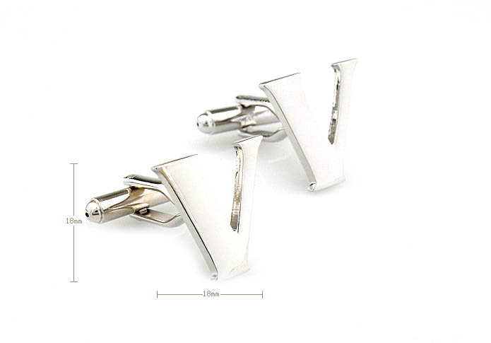The Letters V Cufflinks  Silver Texture Cufflinks Metal Cufflinks Symbol Wholesale & Customized  CL671480