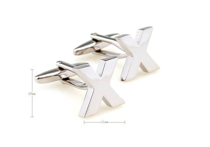 The Letters X Cufflinks  Silver Texture Cufflinks Metal Cufflinks Symbol Wholesale & Customized  CL671508