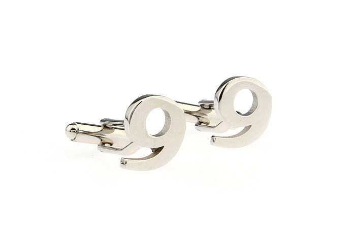 Number 9 Cufflinks  Silver Texture Cufflinks Metal Cufflinks Symbol Wholesale & Customized  CL671557