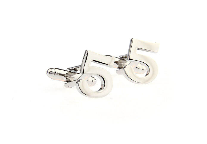 Number 5 Cufflinks  Silver Texture Cufflinks Metal Cufflinks Symbol Wholesale & Customized  CL671575