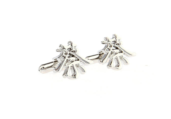 Chinese characters Cufflinks  Silver Texture Cufflinks Metal Cufflinks Symbol Wholesale & Customized  CL671592