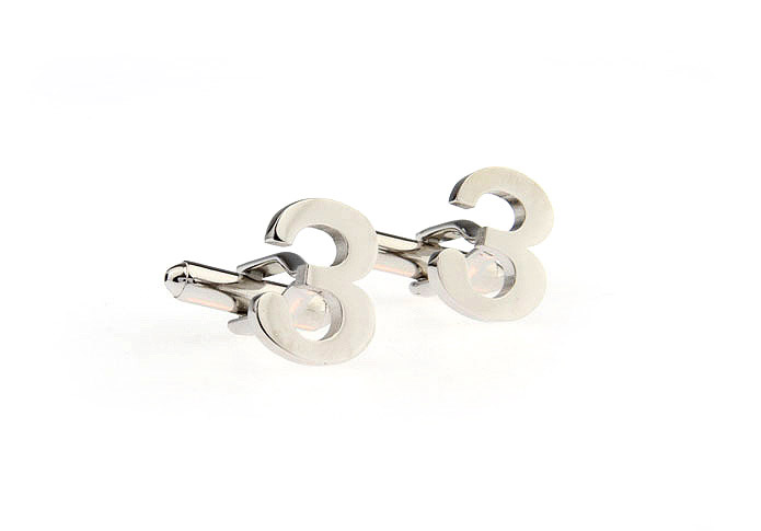 Number 3 Cufflinks  Silver Texture Cufflinks Metal Cufflinks Symbol Wholesale & Customized  CL671599