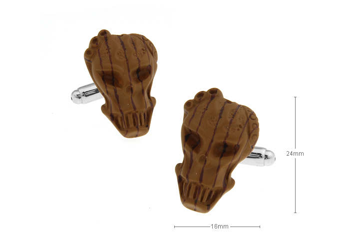 The skull Cufflinks  Khaki Dressed Cufflinks Woodcarving Cufflinks Skull Wholesale & Customized  CL654589