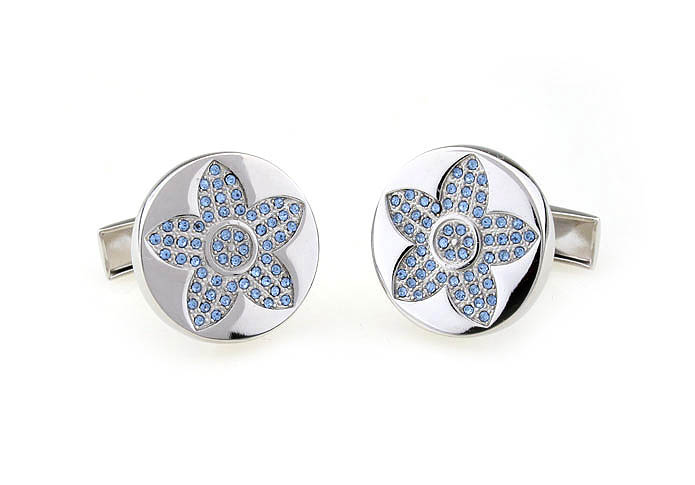 Flowers Cufflinks  Blue Elegant Cufflinks Crystal Cufflinks Funny Wholesale & Customized  CL641016