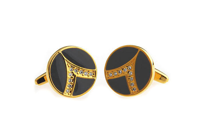 Herringbone Shaped Cufflinks  Gold Luxury Cufflinks Crystal Cufflinks Symbol Wholesale & Customized  CL641133