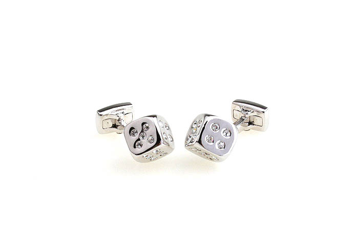 White Crystal Dice Cufflinks  White Purity Cufflinks Crystal Cufflinks Gambling Wholesale & Customized  CL652387