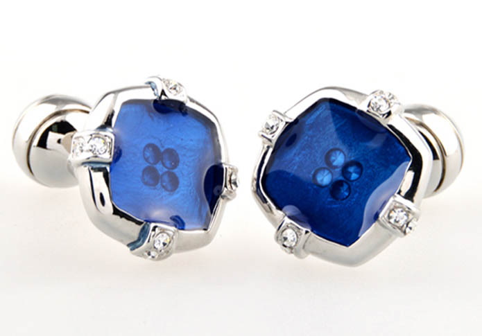  Blue White Cufflinks Crystal Cufflinks Wholesale & Customized  CL653556