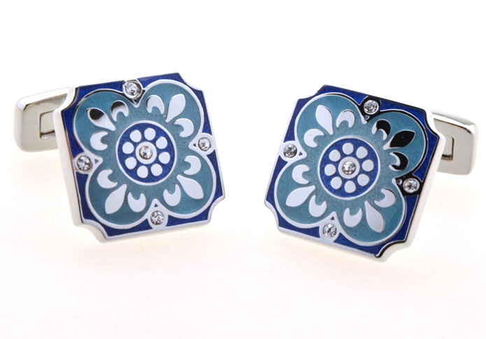 Greece pattern Cufflinks Blue White Cufflinks Crystal Cufflinks Funny Wholesale & Customized CL654774