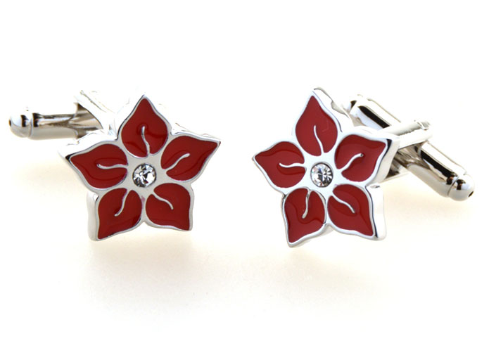 Red flowers Cufflinks White Purity Cufflinks Crystal Cufflinks Funny Wholesale & Customized CL654777